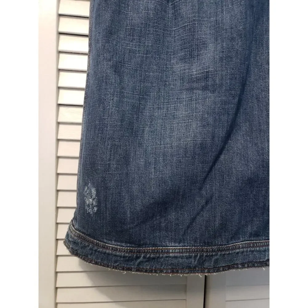 Assembly‎ Distressed Demin Skirt Women's US 4 Medium Wash Vintage Blue Buttons